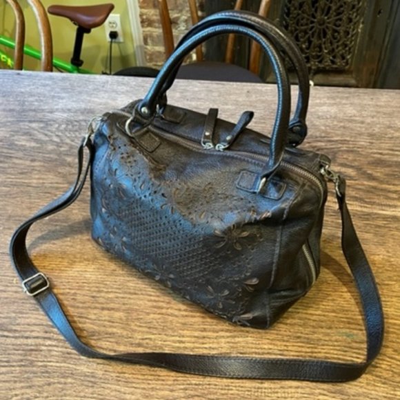 Isabella Fiore leather laser-cut satchel handbag - Picture 1 of 6